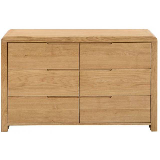 Julian Bowen Curve 6 Drawer Oak Wide Chest of Drawers - Wood - 6 Drawers