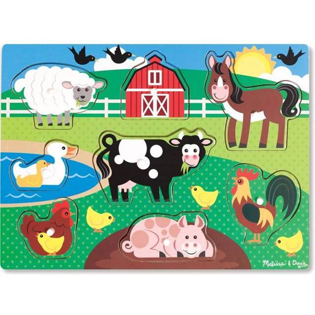 Melissa & Doug Farm Animals Wooden Peg Puzzle - 8 Pieces