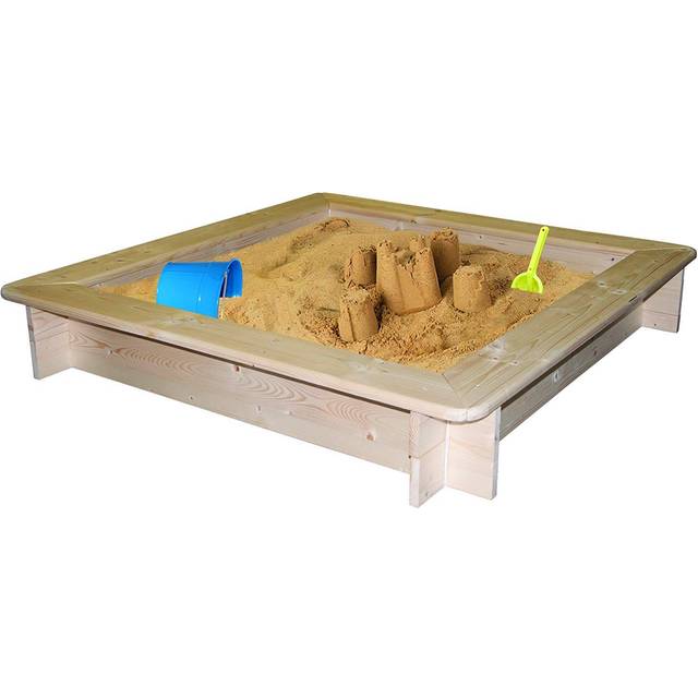 Woodyland 120 x 120 x 20 cm fyrkantig sandlåda med skyddskåpa