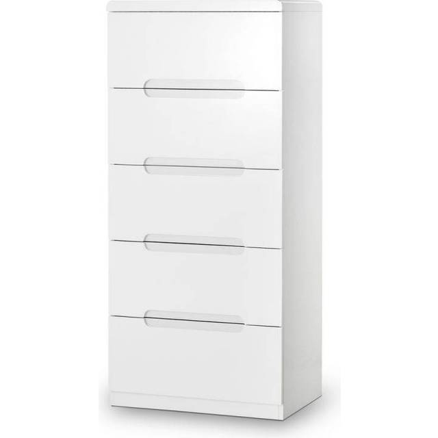 Julian Bowen Manhattan 5 Drawer Narrow Chest White Drawer Chest