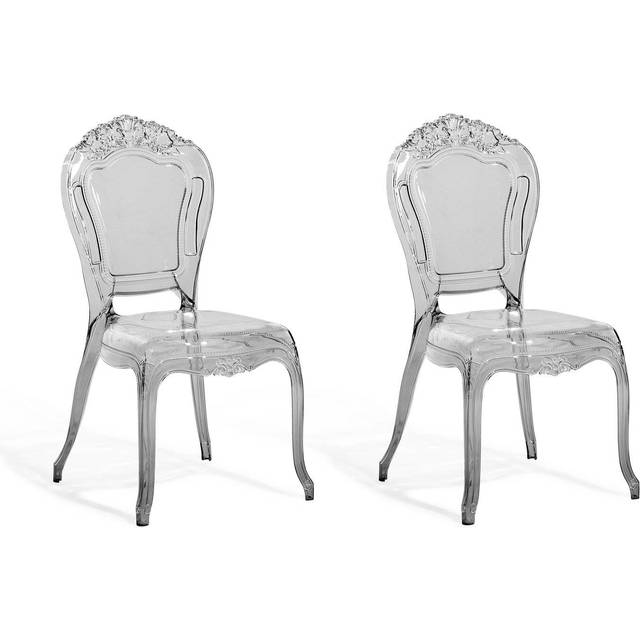 Beliani Set Of 2 Dining Chairs Vermont Transparent, Clear