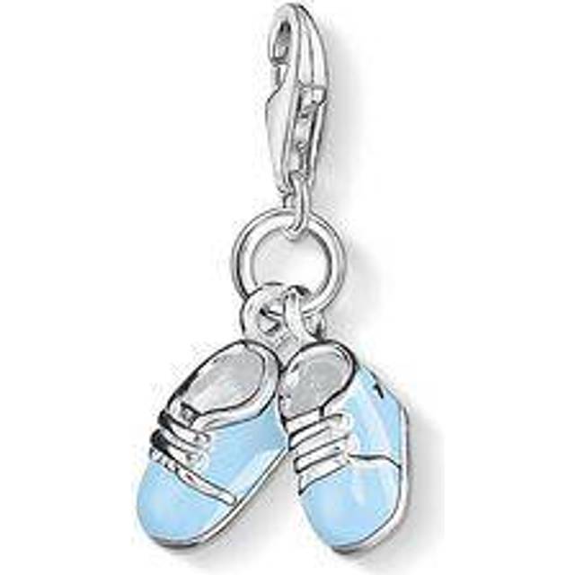 Thomas Sabo Damen-Charm Club-Anhänger Babyschuhe 925er Sterlingsilber blau emailliert 0822-007-1