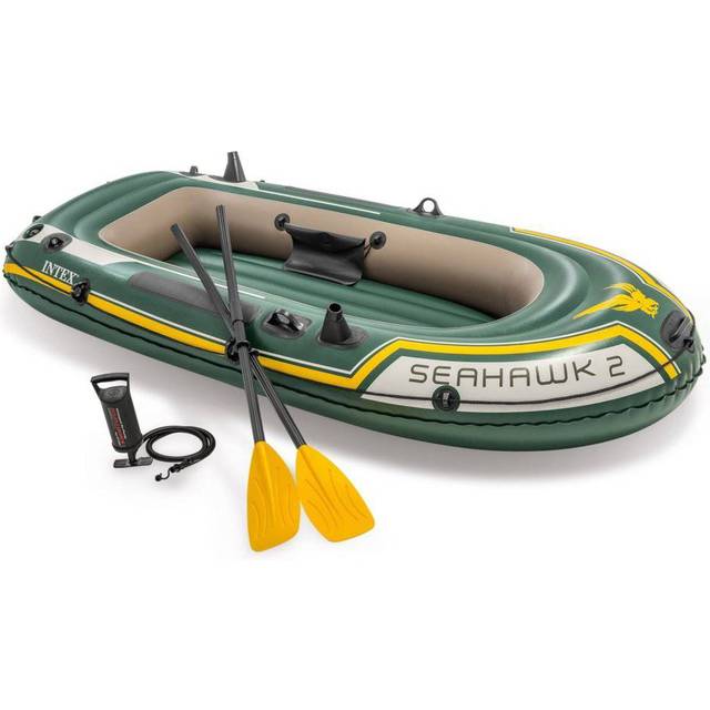 Intex uppblåsbar båt Seahawk 2 set ftalater gratis inklusive 2 paddlar och luftpump, flerfärgad, 236 x 114 x 41 cm, 68347