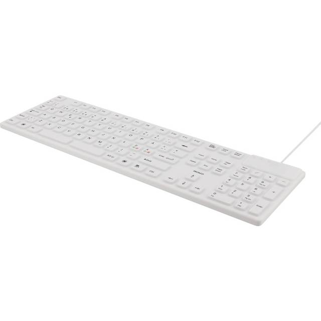 DELTACO tangentbord i silikon, IP68, full storlek, 105 tangenter, vit