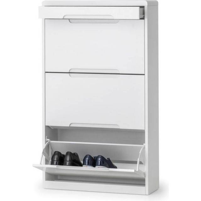 Julian Bowen Manhattan Single Drawer 3 Shelves White Shoe Cabinet - 25 x 73 x 125cm