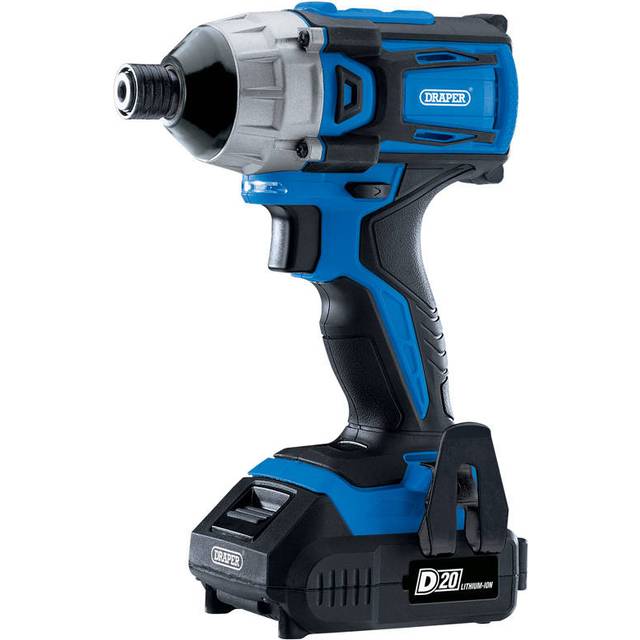Draper D20 20V Brushless Impact Driver with Batteries and Charger - Draper Tools - Blue