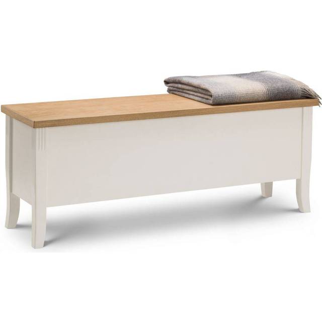 Julian Bowen Davenport Solid Wood And Oak Veneer Storage Bench - Ivory/Oak