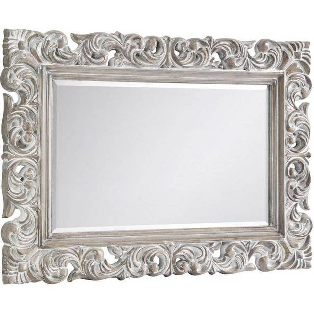 Julian Bowen Baroque Distressed Wall Mirror - White