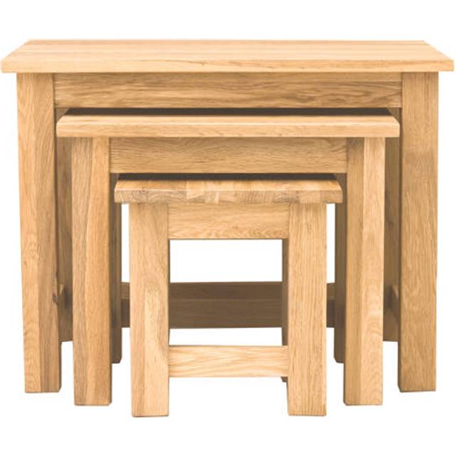Baumhaus Mobel Oak Nest Of 3 Coffee Tables, Brown