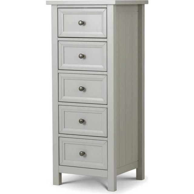 Julian Bowen Maine 5 Drawer Tall Chest Of Drawers Dove Grey, Grey