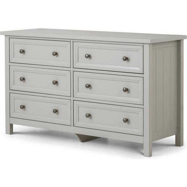 Julian Bowen Maine 6 Drawer Wide Chest Of Drawers Surf White, White