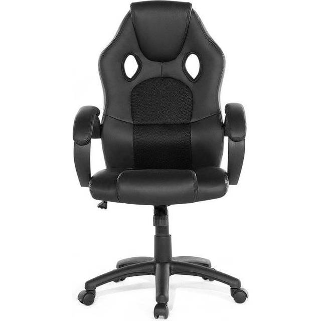 Beliani Office Chair Swivel FIGHTER Faux Leather Black, Black