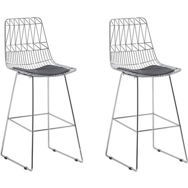 Set of 2 Bar Chairs PRESTON Metal Silver