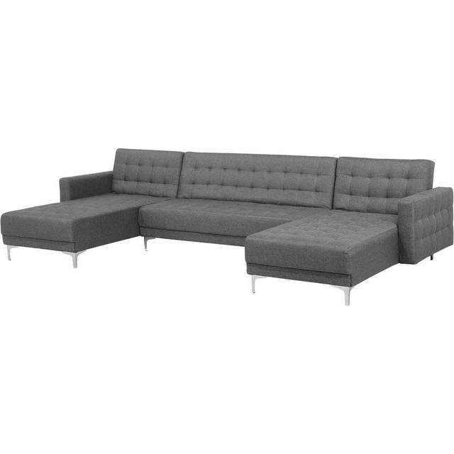 5 Seater U-shaped Modular Fabric Sofa Brown ABERDEEN
