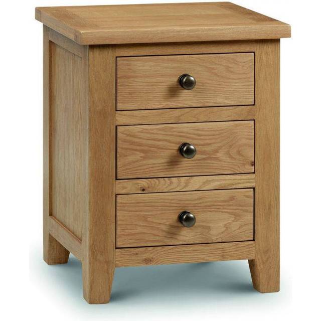 Julian Bowen Marlborough Ready Assembled 3 Drawer Solid Oak/Oak Veneer Bedside Cabinet