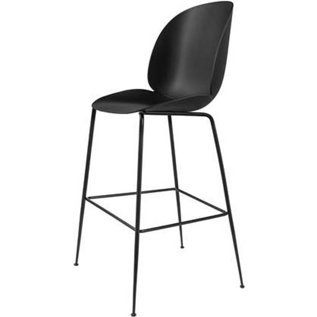 GUBI Beetle barstol hög black, svartkromat stålstativ - Svart