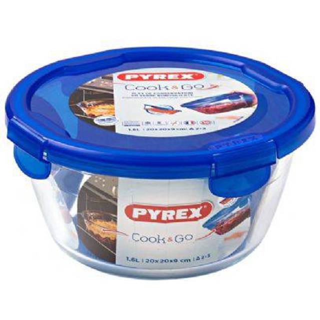 Pyrex Cook & Go Ã¢ÂÂ Round Container with Lid 100% Airtight, Food Container, Suitable for oven and Microwave, 20 cm, 1.6 l