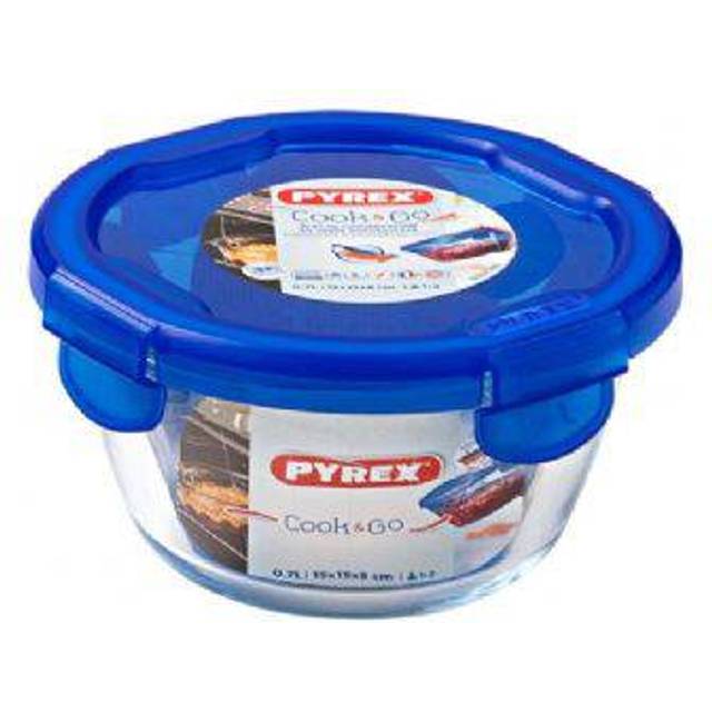 Pyrex Easy Wash Cook & Go Round Container with Lid Small 700ml Blue