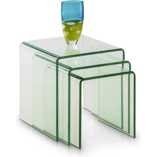 Julian Bowen Amalfi Ready Assembled Bent Glass Nest Of 3 Tables