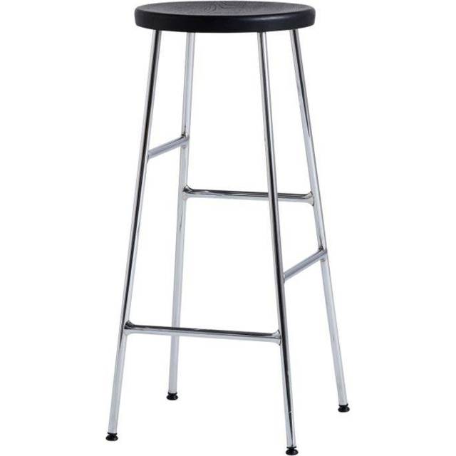 HAY - Cornet Bar Stool 65cm - soft schwarz/Eiche gebeizt/Ø 33,5cm/mit Fußstützen/Gestell soft schwarz pulverbeschichtet - soft black (65.0 x 33.5 x 33.5 x &#8960;33.5cm)
