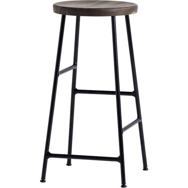 HAY - Cornet Bar Stool 65cm - natur/Eiche geölt/Ø 33,5cm/mit Fußstützen/Gestell soft schwarz pulverbeschichtet - natural (65.0 x 33.5 x 33.5 x &#8960;33.5cm)