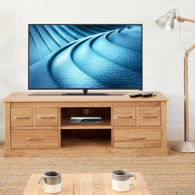 Baumhaus Mobel Oak Widescreen Television Cabinet, Brown