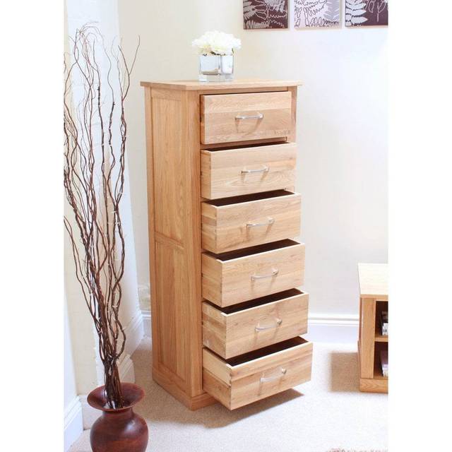 Baumhaus Mobel Oak Tallboy (6 Drawer), Brown