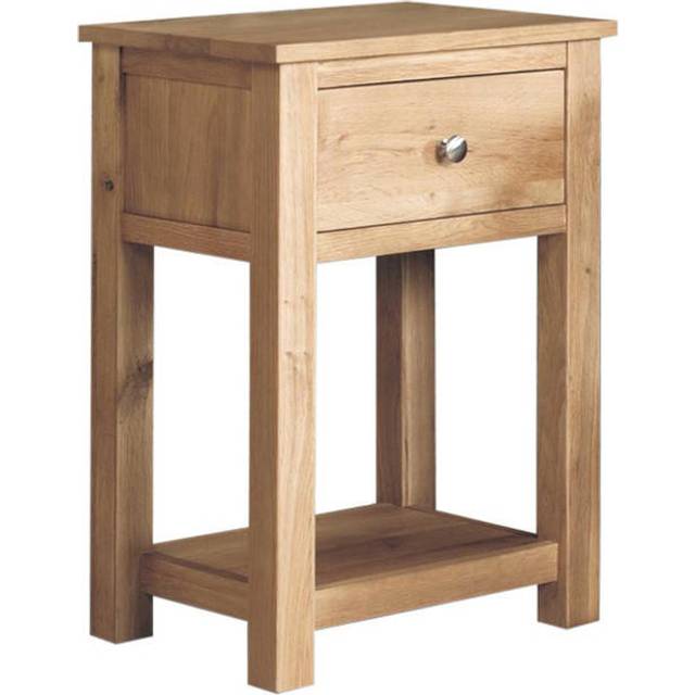 Baumhaus Mobel Oak One Drawer Lamp Table, Brown