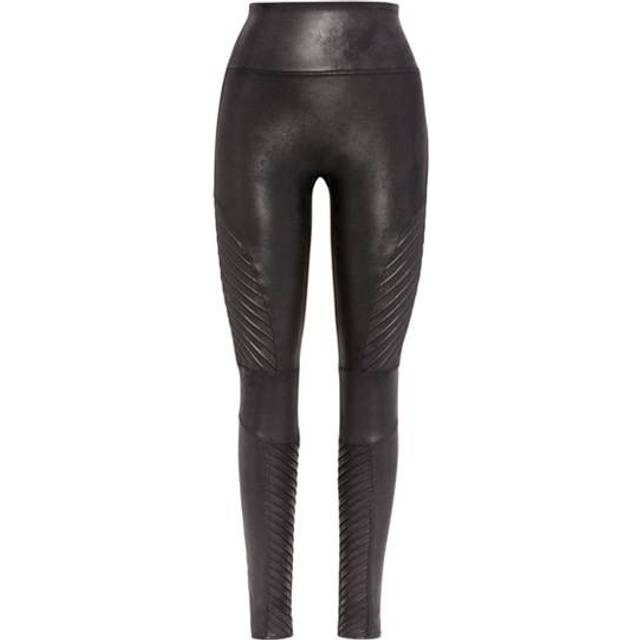 Spanx – Svarta leggings i mc-stil av läderimitation-Svart/a