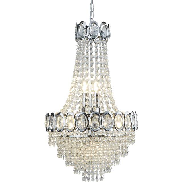 Searchlight 1611-6CC Louis Philipe Crystal 6 Light Chrome Chandelier W