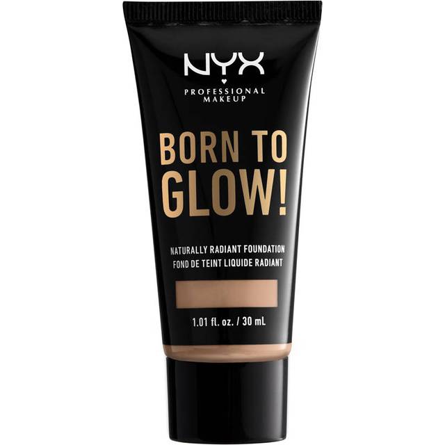 NYX Professional Makeup Born to Glow Radiant Foundation, skimrande finish, uppbyggbar medelopacitet, vegansk formel, färgton: Mjuk beige