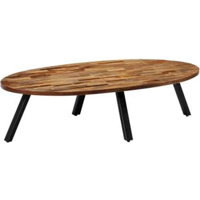 Soffbord massiv återvunnen teak oval 120x60x30 cm