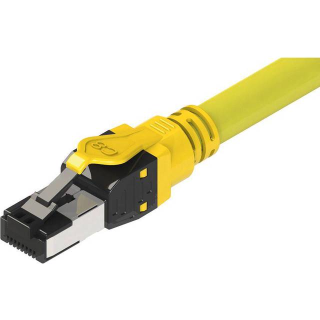 Roline 21.15.1861 RJ45 Nätverkkabel, Patchkabel CAT 8.1 S/FTP 1.00 m Gul dubbelt skärmad, Halogenfri, Flamskyddsmedel 1 st