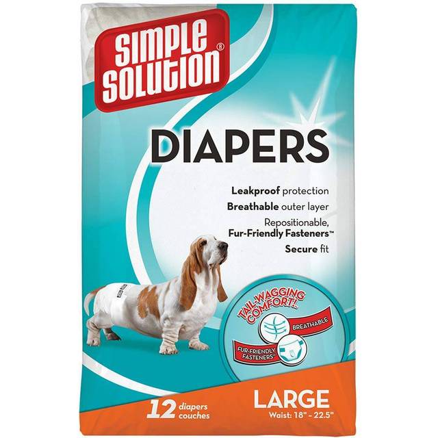 Simple Solution Disposable Dog Diapers for Female Dogs, Super Absorbent Leakproof - 12 Pack