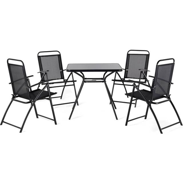 Garden Dining Set 4 Seater LIVO Metal Black