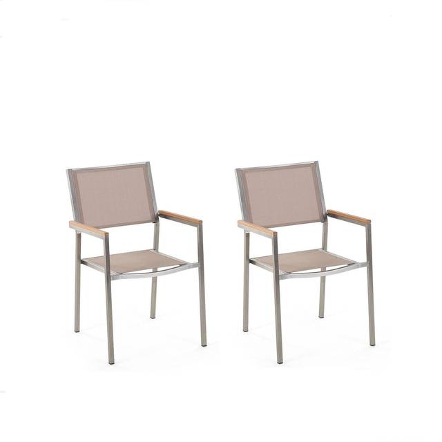 Set of 2 Garden Chairs GROSSETO Stainless Steel Beige