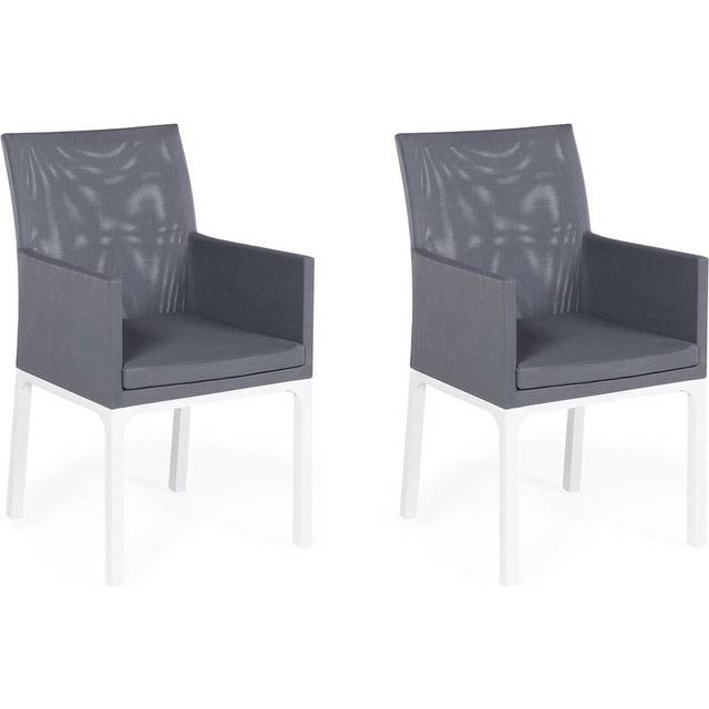 Set of 2 Garden Chairs with Cushions BACOLI Fabric Dark Grey