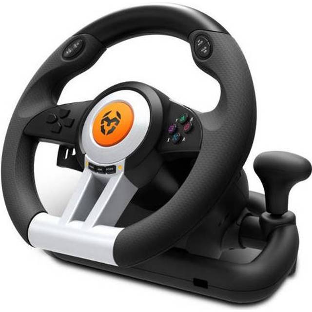 Krom K-WHEEL - NXKROMKWHL - Multiplattformsratt och pedalsats, växelspak och paddlar på ratten, vibrationseffekt, kompatibel PC, PS3, PS4 och XBOX, svart
