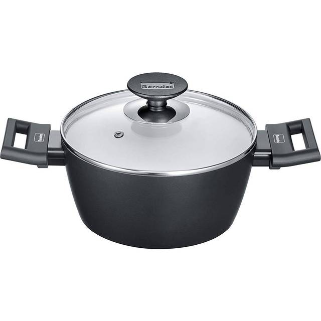 Berndes 013343 gryta Starter Alu Induction b.natur, robust kvartsbeläggning, kruka med glaslock, induktionshäst, 20 cm