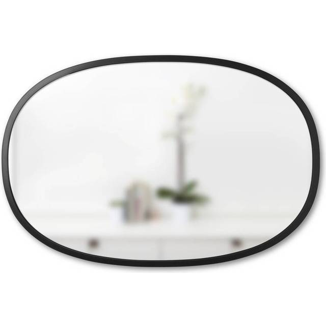 Umbra Hub 24 x 36-Inch Durable Oval Mirror with Decorative Rubber Frame and Mounting Hardware in Black - 36"