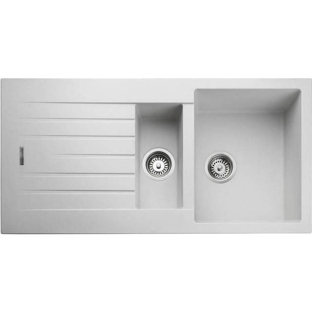 Rangemaster Andesite 1.5 Bowl Crystal White Granite Kitchen Sink &amp;