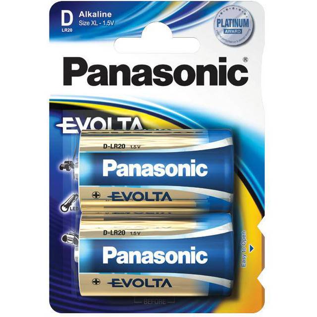 Panasonic LR20EGE/2BP Evolta D Alkaline Batteries (Pack-2)