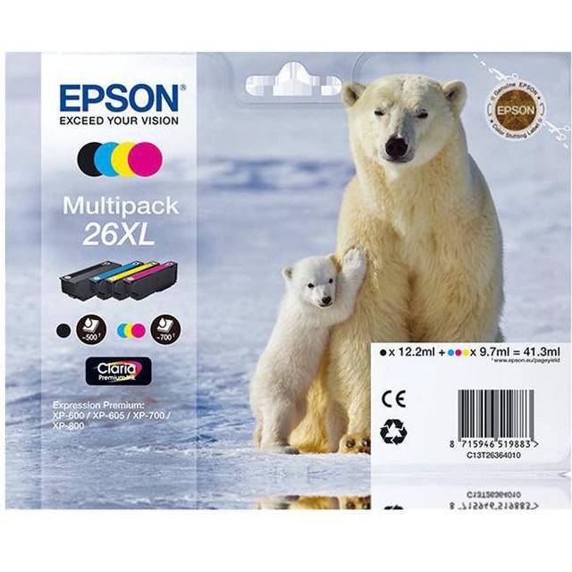 Epson T2636 XL bläckpatroner flerpack BYMC, med la