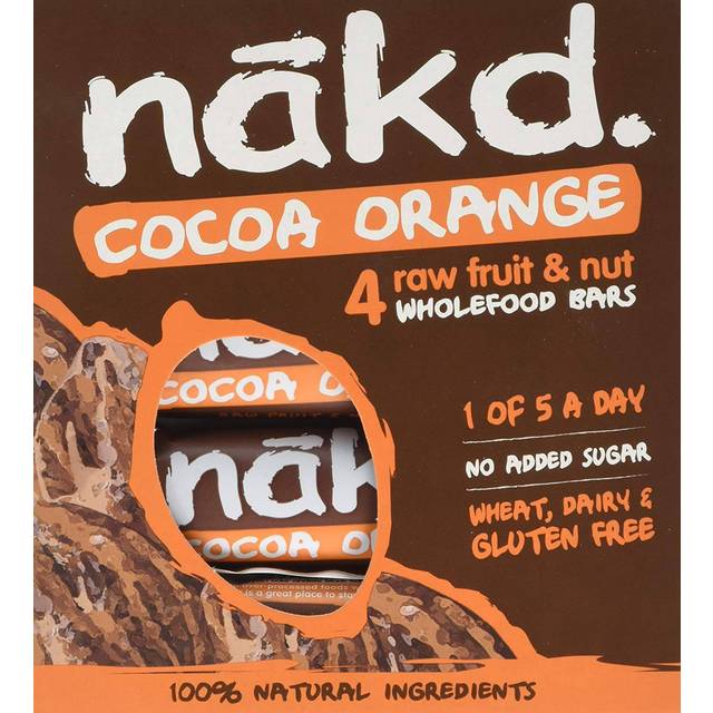 Nakd Cocoa Orange Natural Fruit & Nut Bars - Vegan - Healthy Snack - Gluten Free - 35g x 48 bars