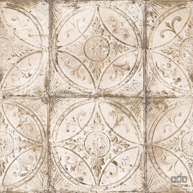 Galerie Rustic Traditional Floral Tile Wallpaper Cream Stylish Paste The Wall