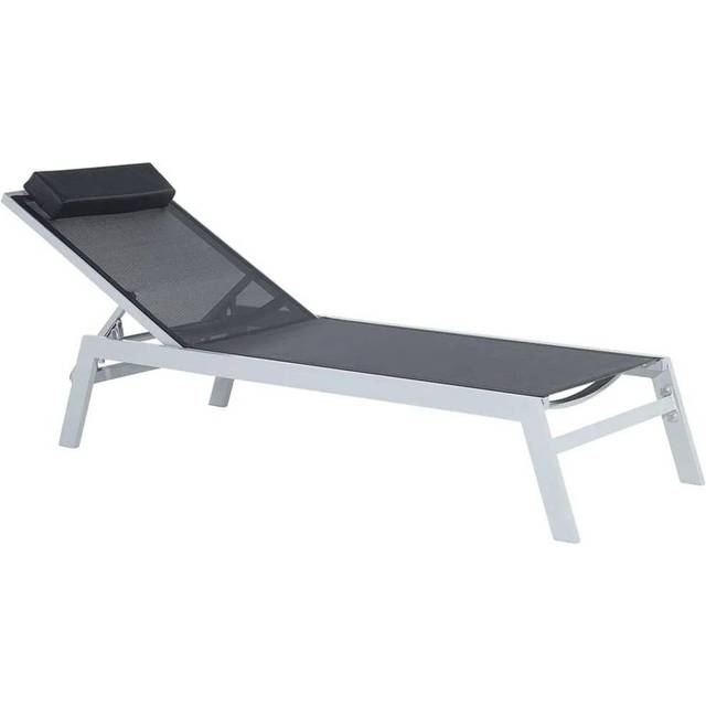 (Black) Aluminium Garden Lounger - Outdoor Patio Sunlounger - CATANIA II