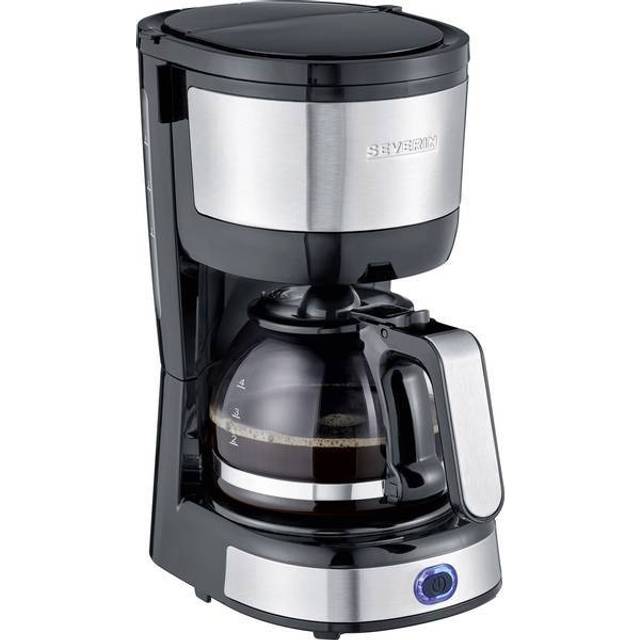 SEVERIN Compact Coffee Maker, aromatiskt kaffe med kaffebryggare för upp till 4 koppar, filterkaffebryggare med permanent svängbart filter, rostfritt stål/svart, KA 4808