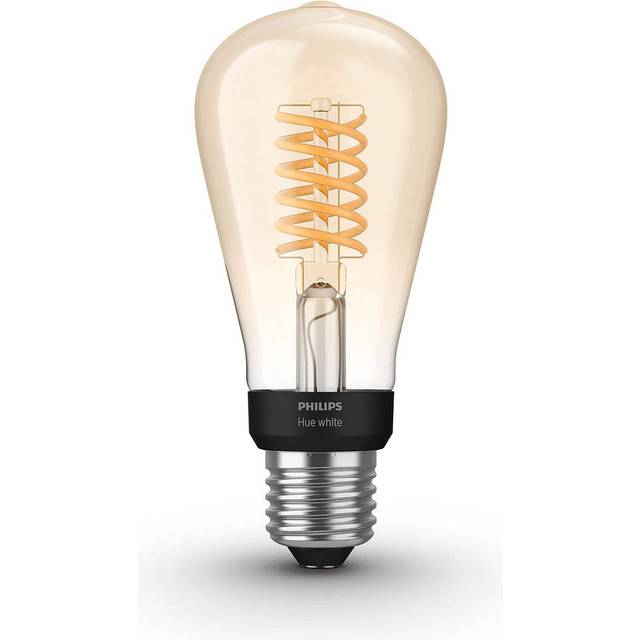 Philips Hue White Filament Regular ST64 LED Smart Light Bulb 1 Pack [E27 Edison Screw] , with Bluetooth, Works with Alexa, Google Assistant and Apple