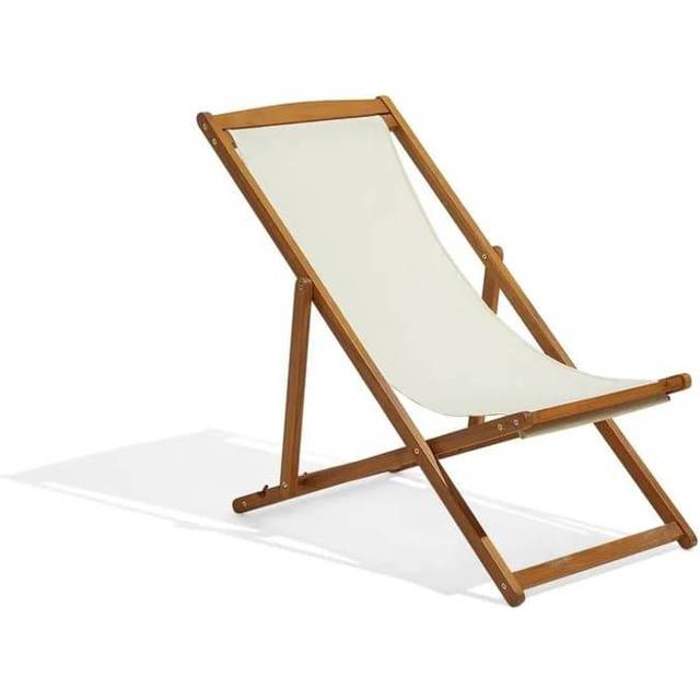 Acacia Folding Deck Chair Light Wood with Off-White ANZIO