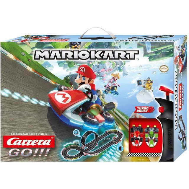 Carrera GO!!! Mario Kart 8 Set, actionspäckad racerbana med loop och 2 slotbilar, Mario och Luigi, med turboknapp och dekorativa element, utbyggbar, för barn från 6 år, 4,9 meter lång sträcka
